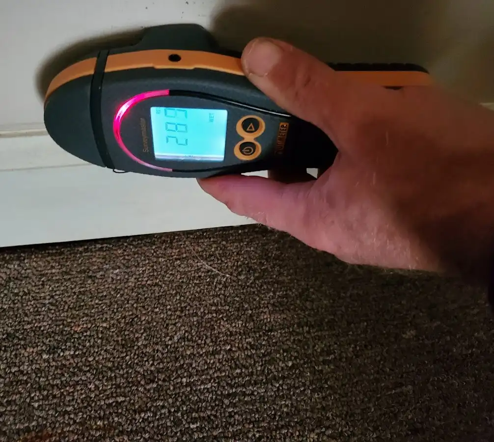 Moisture detection at baseboard during Sewage Cleanup & Sanitation in Fairburn